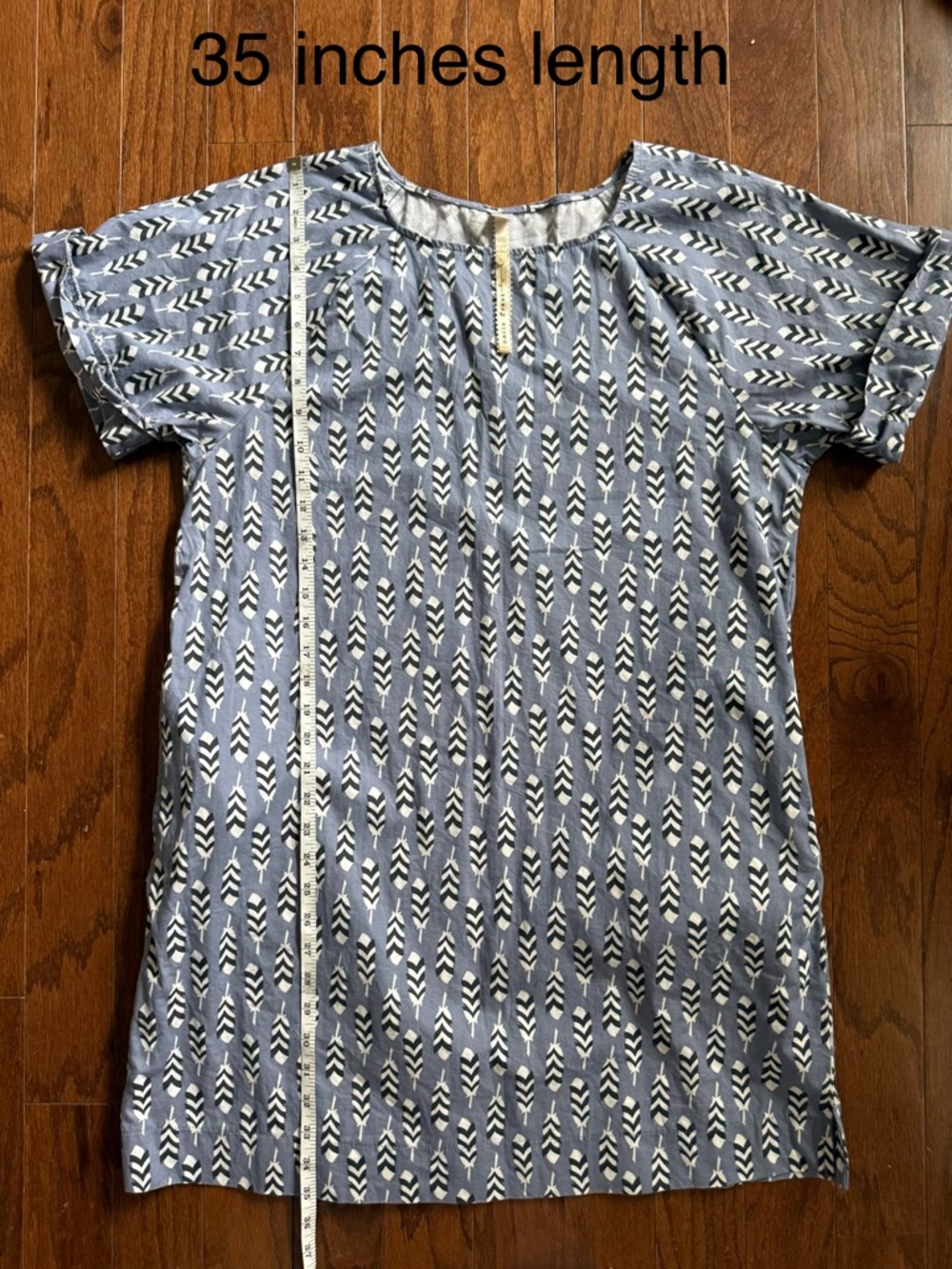 Uncle Frank Blue and White Geometric Shift Dress size large EUC 100% cotton. - Picture 6 of 10